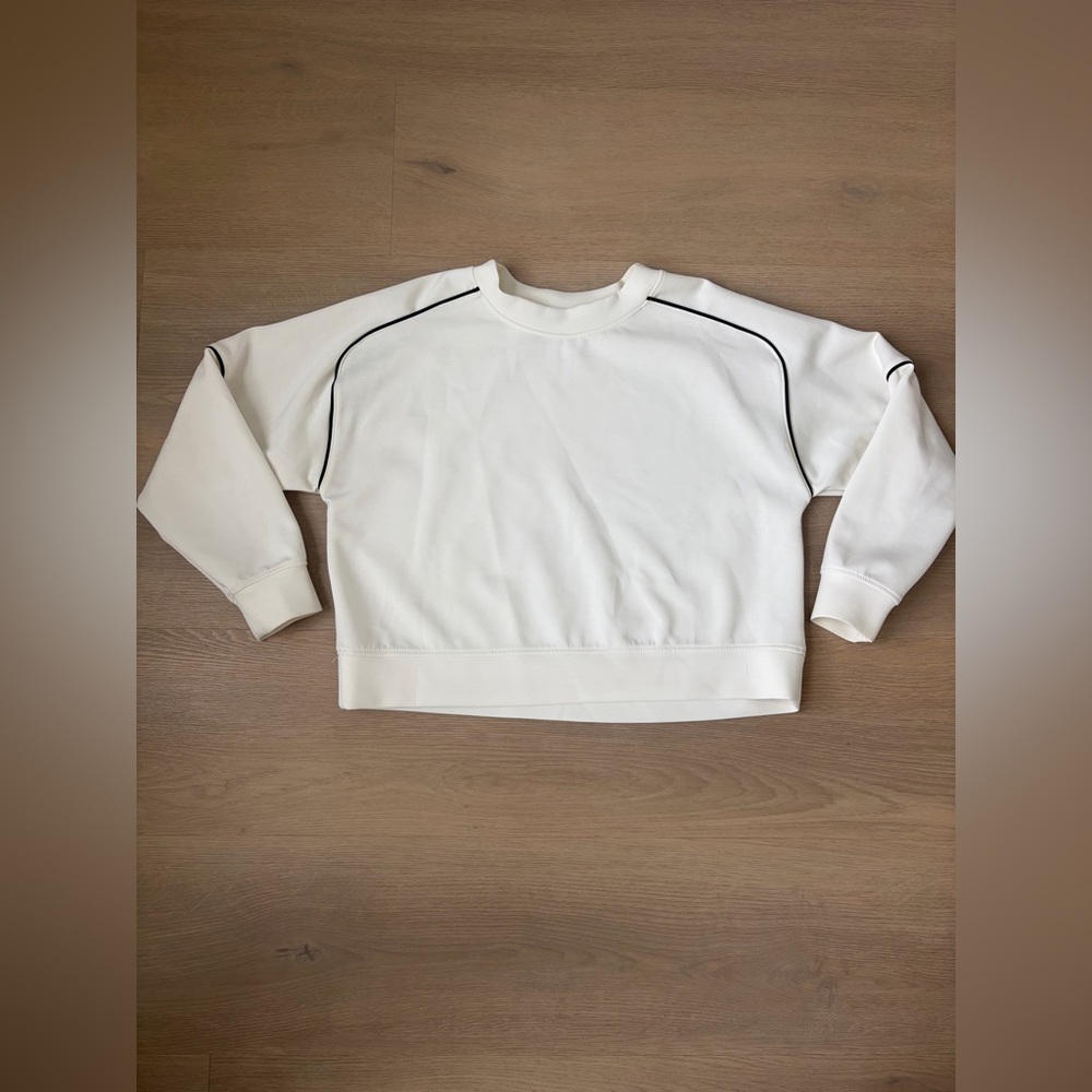 all in motion White Crewneck Sweatshirt with Black Piping